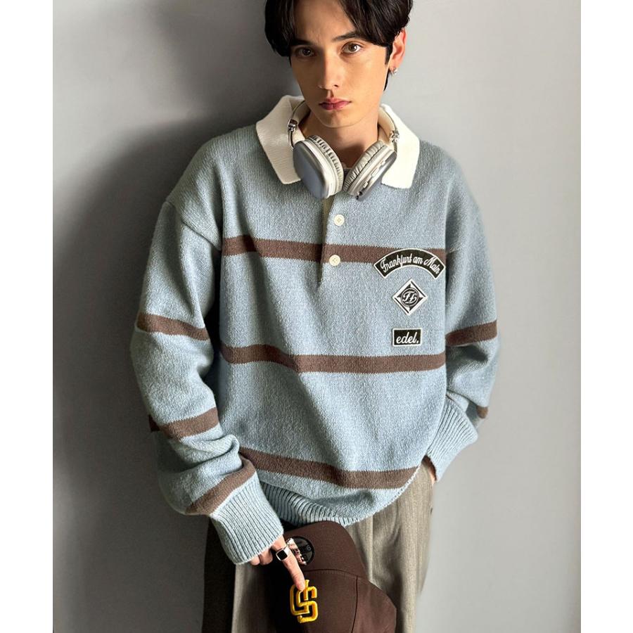 《java ジャバコラボ》レディースファッション トップス 秋冬 ワッペン ラガーポロニット トラッド メンズライク リラクシー メンズ 男女兼用 ゆったり | classicalelf | 15