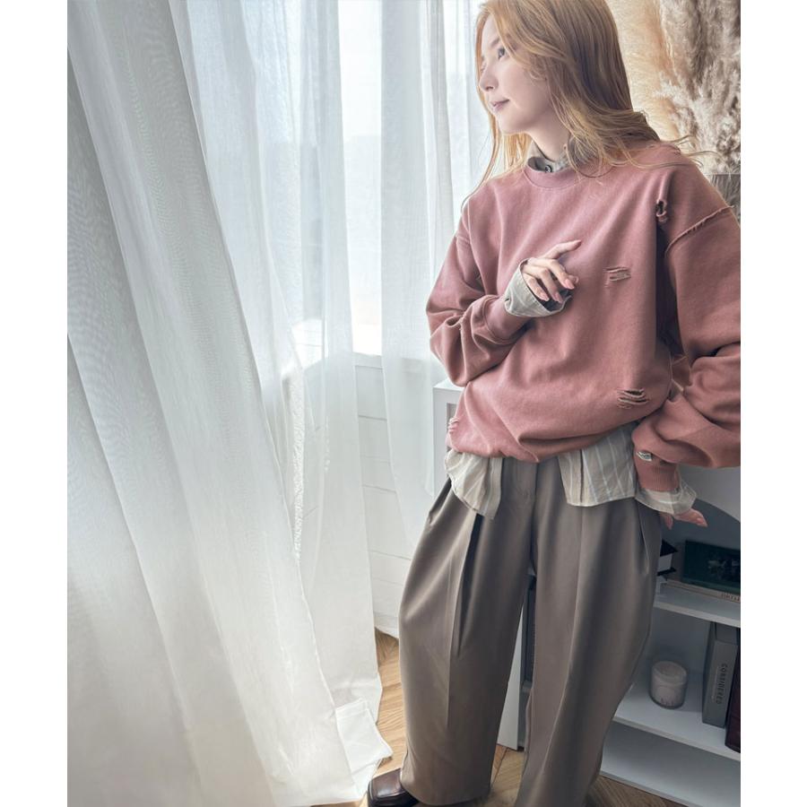 《Javaジャバコラボ》 トップス スウェット レディース 裏起毛 ダメージ バックロゴ プルオーバー メンズ ユニセックス 男女兼用 ゆったり | classicalelf | 13