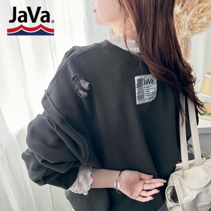 《Javaジャバコラボ》 トップス スウェット レディース 裏起毛 ダメージ バックロゴ プルオーバー メンズ ユニセックス 男女兼用 ゆったり | classicalelf | 16