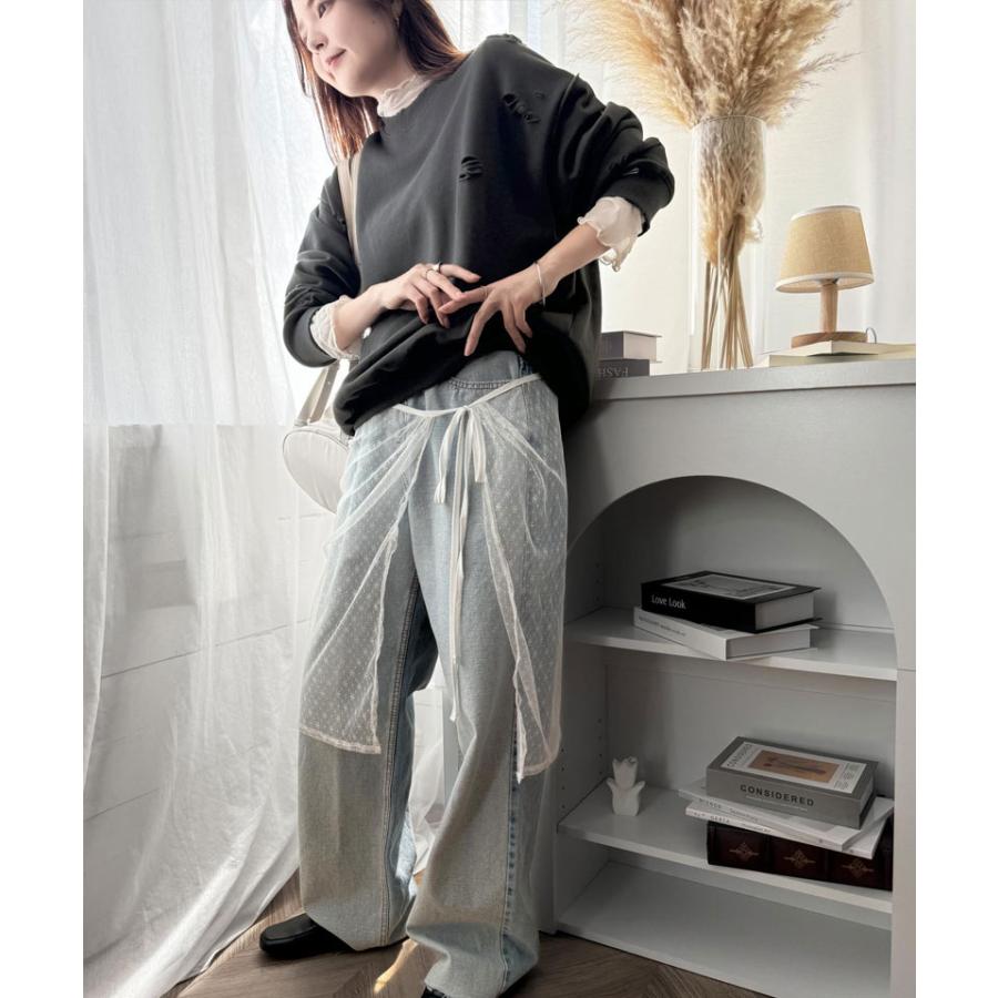 《Javaジャバコラボ》 トップス スウェット レディース 裏起毛 ダメージ バックロゴ プルオーバー メンズ ユニセックス 男女兼用 ゆったり | classicalelf | 06