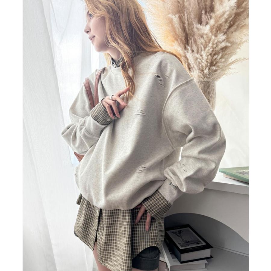 《Javaジャバコラボ》 トップス スウェット レディース 裏起毛 ダメージ バックロゴ プルオーバー メンズ ユニセックス 男女兼用 ゆったり | classicalelf | 09