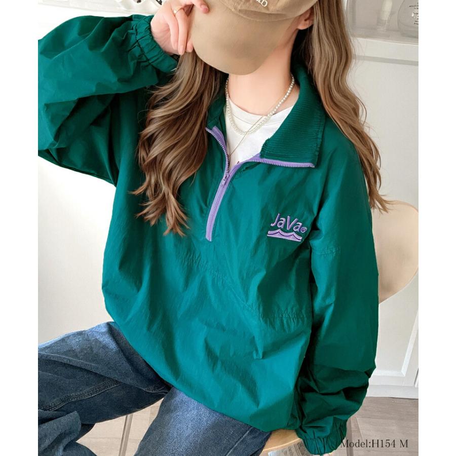 《java ジャバコラボ》 アウター ジャケット レディース レトロ 刺繍 入り 配色 ナイロン ハーフ ジップ ブルゾン オーバーサイズ | classicalelf | 13
