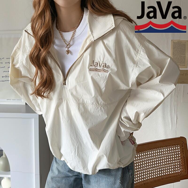 《java ジャバコラボ》 アウター ジャケット レディース レトロ 刺繍 入り 配色 ナイロン ハーフ ジップ ブルゾン オーバーサイズ | classicalelf | 18