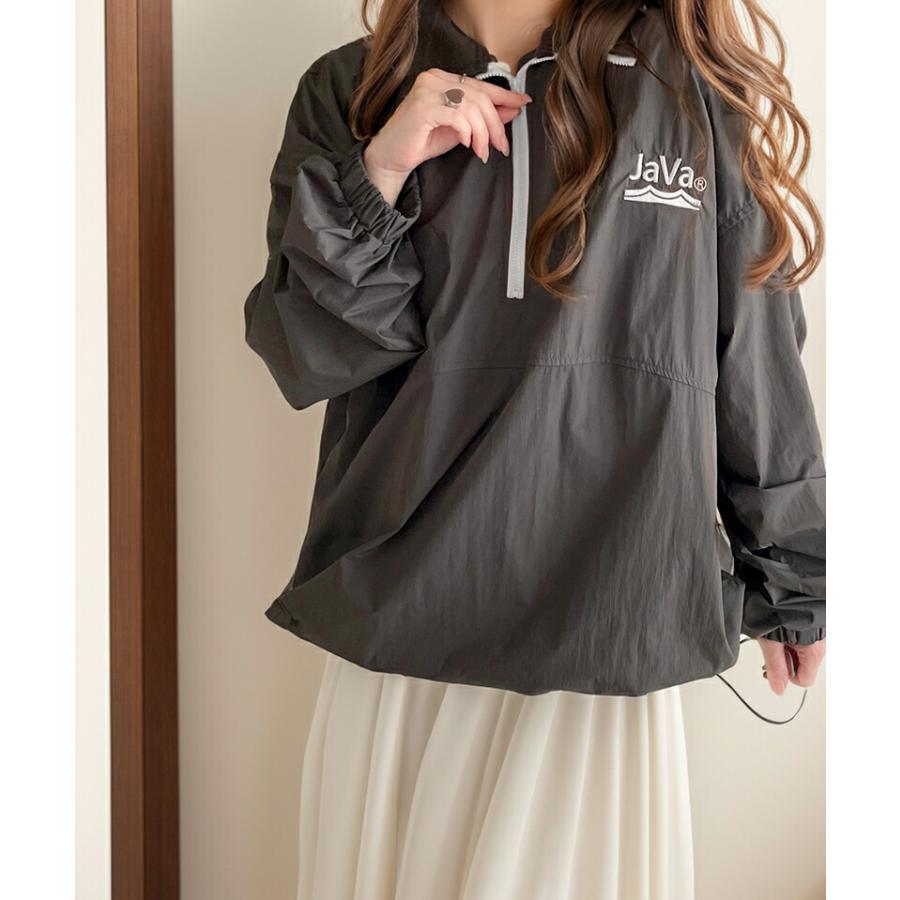 《java ジャバコラボ》 アウター ジャケット レディース レトロ 刺繍 入り 配色 ナイロン ハーフ ジップ ブルゾン オーバーサイズ | classicalelf | 07