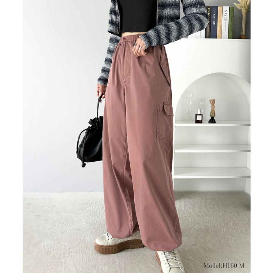 《java ジャバコラボ》 ボトムス パンツ レディース ヴィンテージ ミリタリー ピグメント カーゴパンツ ワイドシルエット ゆったり ウエストゴム | classicalelf | 02