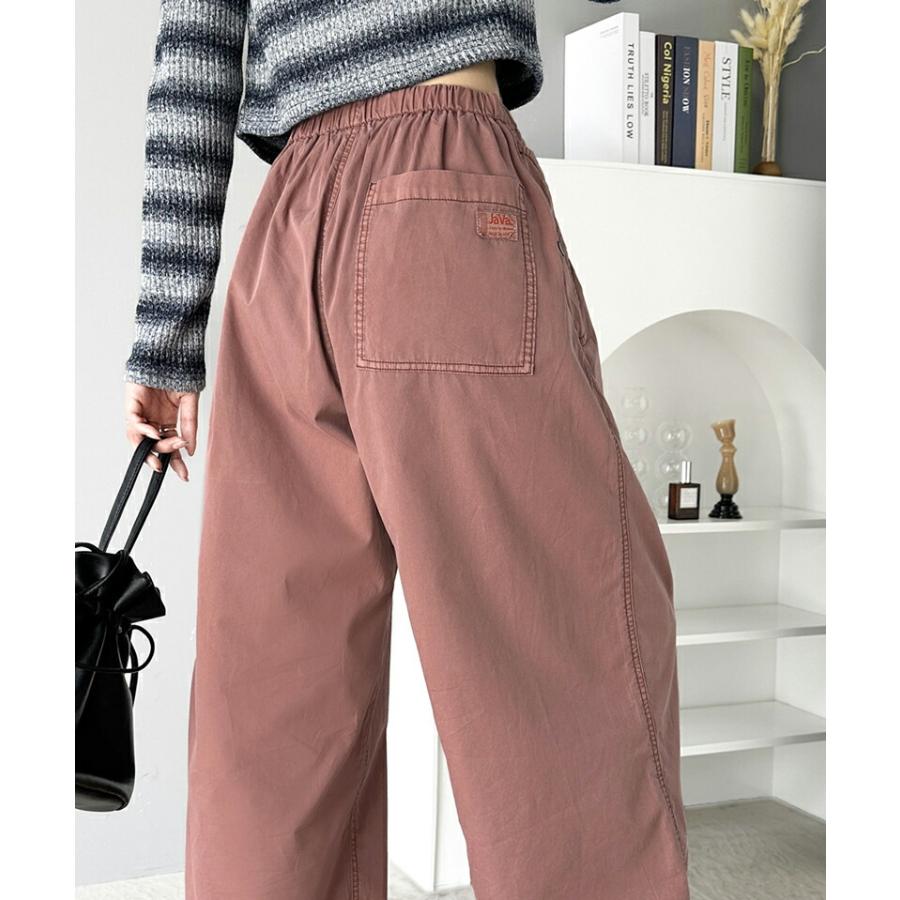 《java ジャバコラボ》 ボトムス パンツ レディース ヴィンテージ ミリタリー ピグメント カーゴパンツ ワイドシルエット ゆったり ウエストゴム | classicalelf | 03