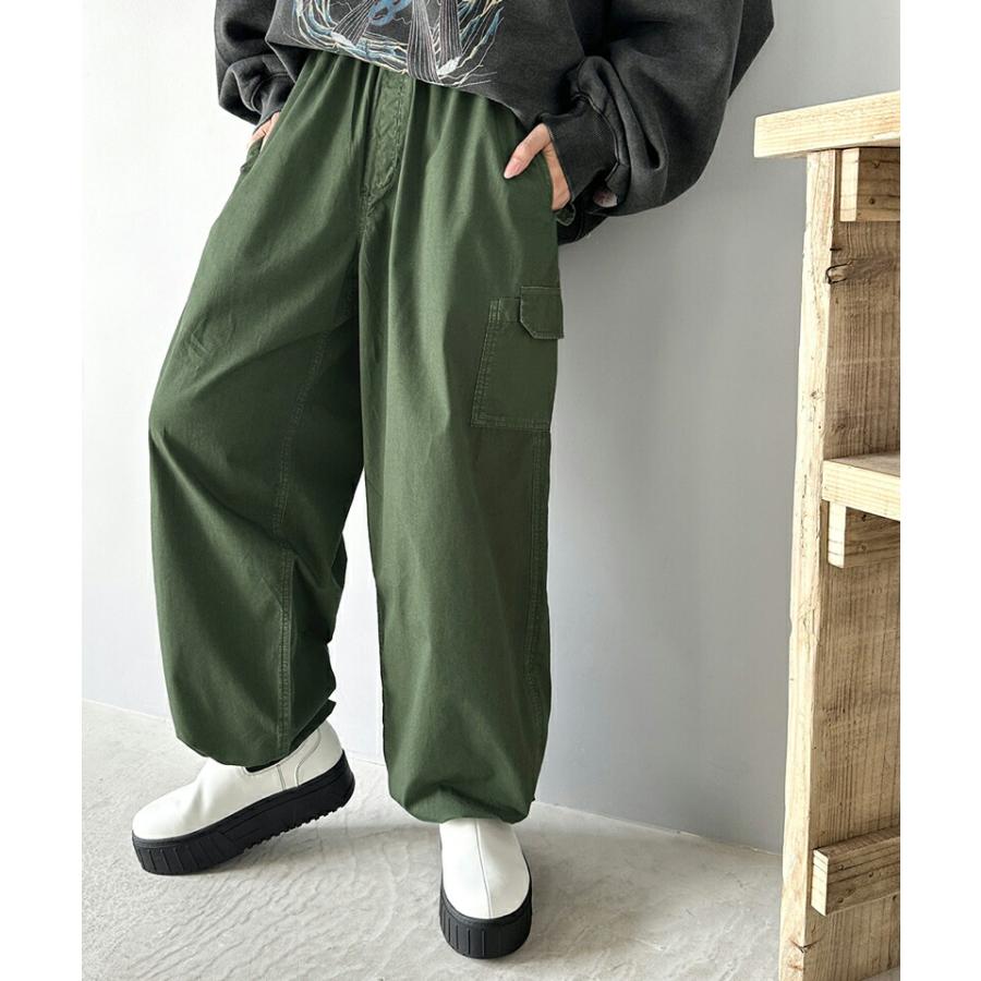 《java ジャバコラボ》 ボトムス パンツ レディース ヴィンテージ ミリタリー ピグメント カーゴパンツ ワイドシルエット ゆったり ウエストゴム | classicalelf | 08