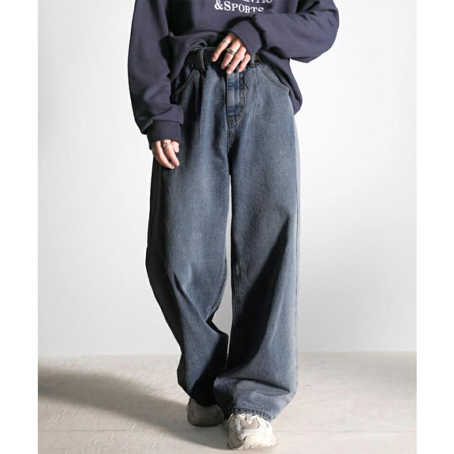 《Javaジャバコラボ》 ボトムス パンツ ゆるっと穿きこなす サイドブリーチワイドデニム ヴィンテージライク レトロな雰囲気 男女兼用 ユニセックス | classicalelf | 03