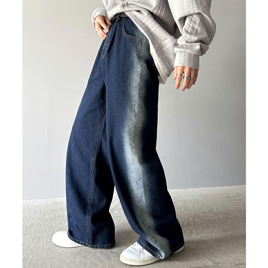 《Javaジャバコラボ》 ボトムス パンツ ゆるっと穿きこなす サイドブリーチワイドデニム ヴィンテージライク レトロな雰囲気 男女兼用 ユニセックス | classicalelf | 04