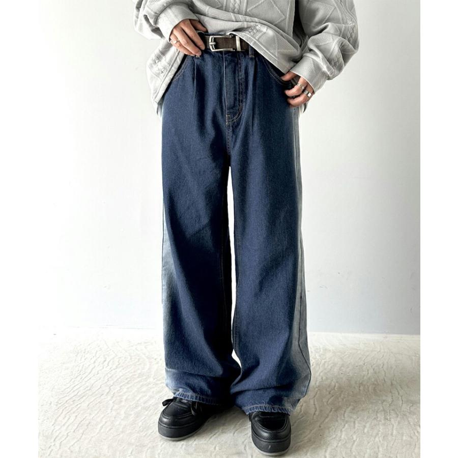 《Javaジャバコラボ》 ボトムス パンツ ゆるっと穿きこなす サイドブリーチワイドデニム ヴィンテージライク レトロな雰囲気 男女兼用 ユニセックス | classicalelf | 05