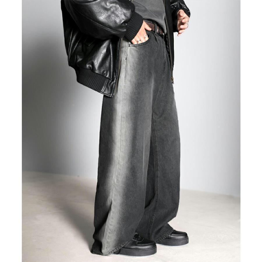 《Javaジャバコラボ》 ボトムス パンツ ゆるっと穿きこなす サイドブリーチワイドデニム ヴィンテージライク レトロな雰囲気 男女兼用 ユニセックス | classicalelf | 06