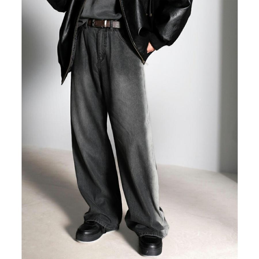 《Javaジャバコラボ》 ボトムス パンツ ゆるっと穿きこなす サイドブリーチワイドデニム ヴィンテージライク レトロな雰囲気 男女兼用 ユニセックス | classicalelf | 07