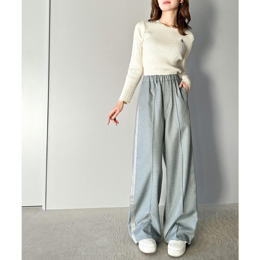 《javaジャバコラボ》 ボトムス パンツ レディース ジャガード ブレード ワイド ヴィンテージライク サイドライン トラック スラックス | classicalelf | 10