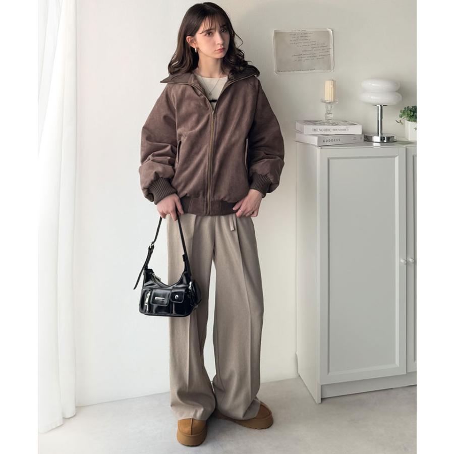 《java ジャバコラボ》アウター レディース 秋 コート ブルゾン リブタートル オーバーサイズ スウェードブルゾン カジュアル フェミニン | classicalelf | 10