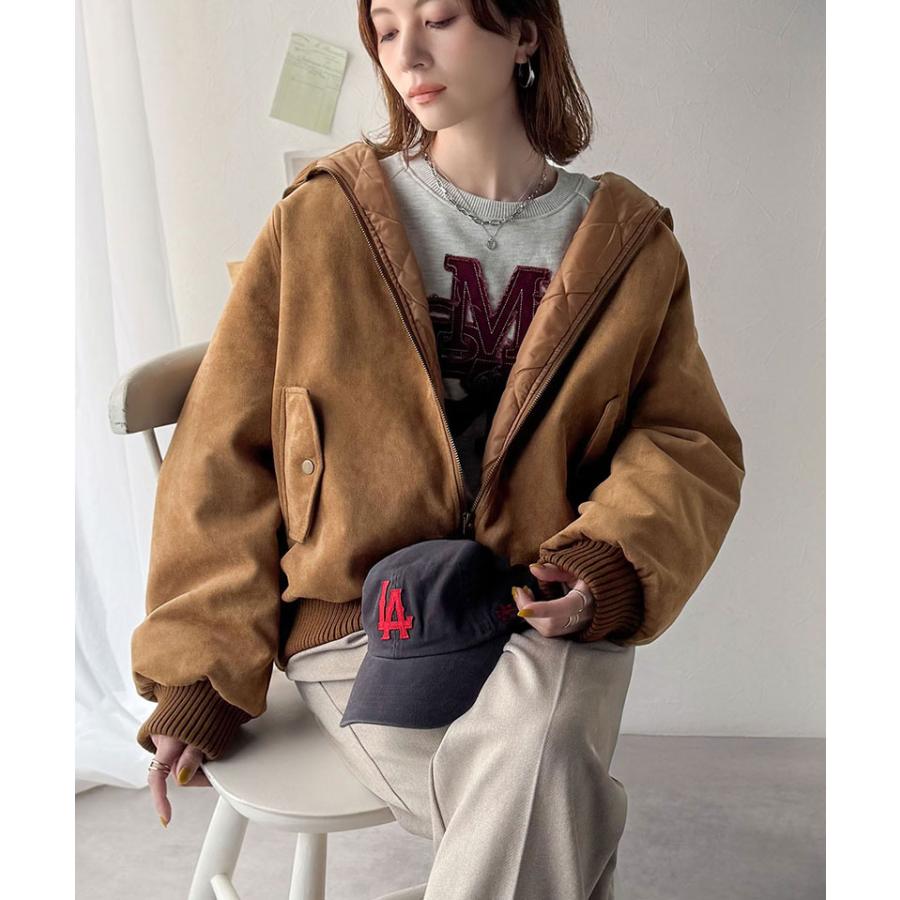 《java ジャバコラボ》アウター レディース 秋 コート ブルゾン リブタートル オーバーサイズ スウェードブルゾン カジュアル フェミニン | classicalelf | 14