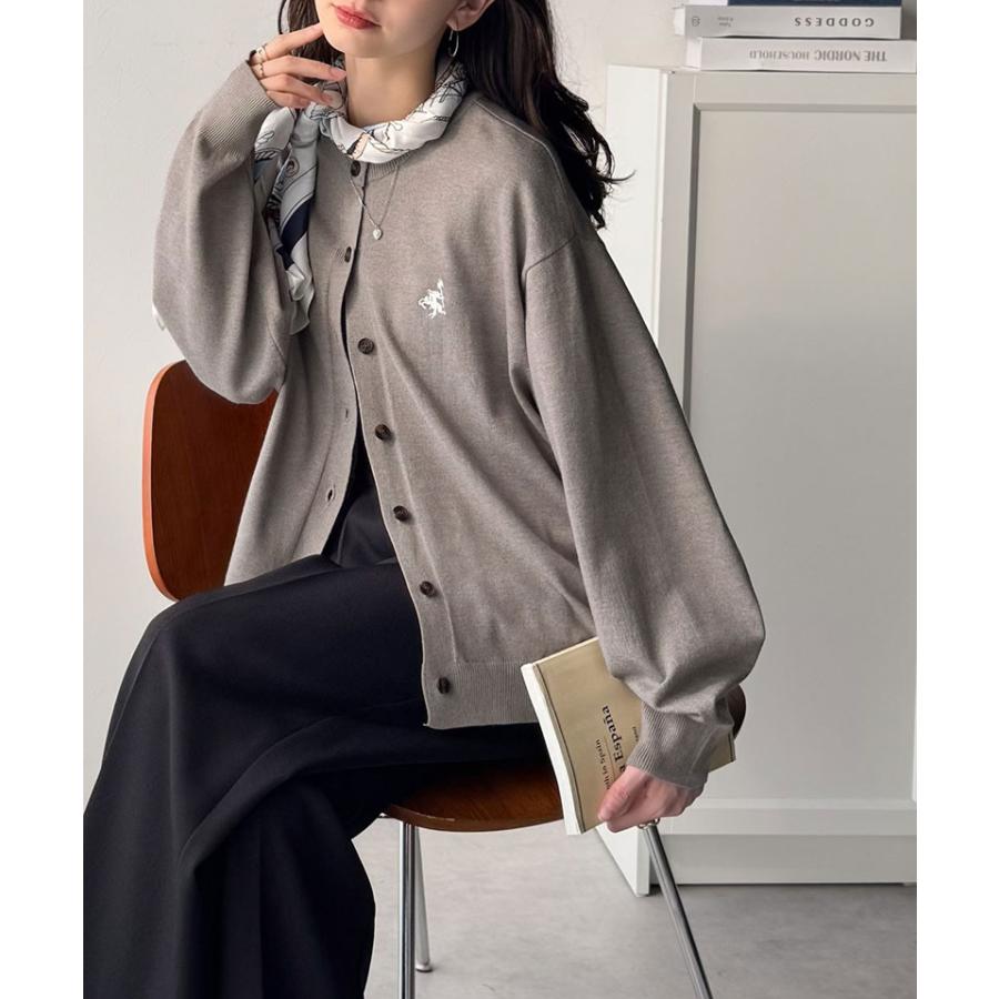 《java ジャバコラボ》カーディガン レディース 秋 トップス 配色刺繍 長袖 ベーシック カジュアル ワンポイント シンプル ゆったり 抜け感 ロングシーズン | classicalelf | 15