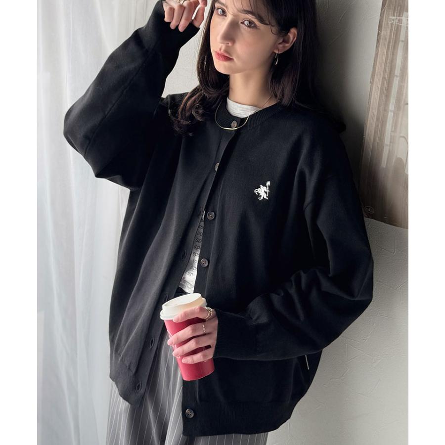 《java ジャバコラボ》カーディガン レディース 秋 トップス 配色刺繍 長袖 ベーシック カジュアル ワンポイント シンプル ゆったり 抜け感 ロングシーズン | classicalelf | 07