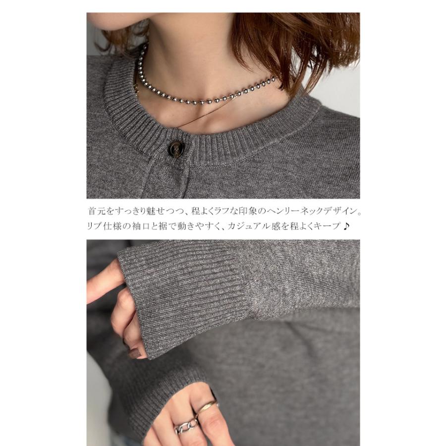 《java ジャバコラボ》ニット レディース 長袖 トップス レディース ヘンリーネック 胸元刺繍 映える 主役級 ヘビロテ シンプル 配色刺繍 着心地抜群 | classicalelf | 16