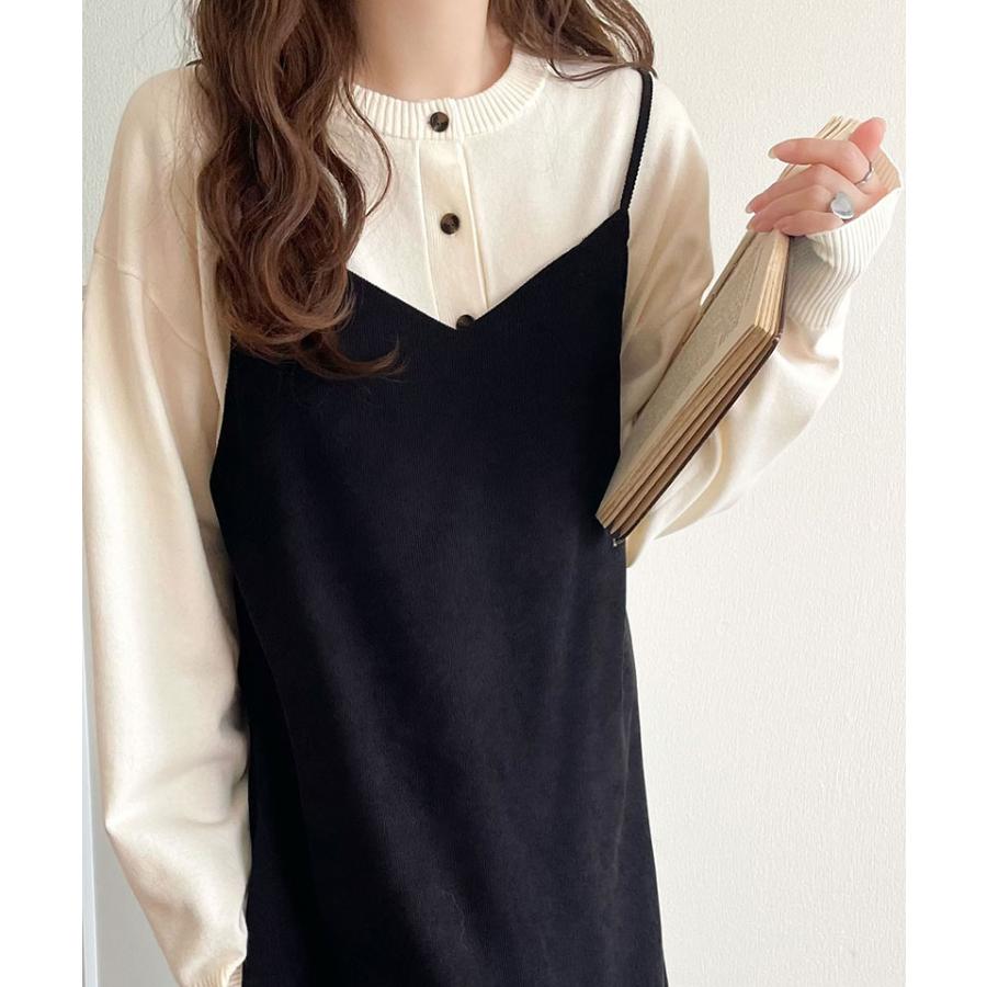 《java ジャバコラボ》ニット レディース 長袖 トップス レディース ヘンリーネック 胸元刺繍 映える 主役級 ヘビロテ シンプル 配色刺繍 着心地抜群 | classicalelf | 03