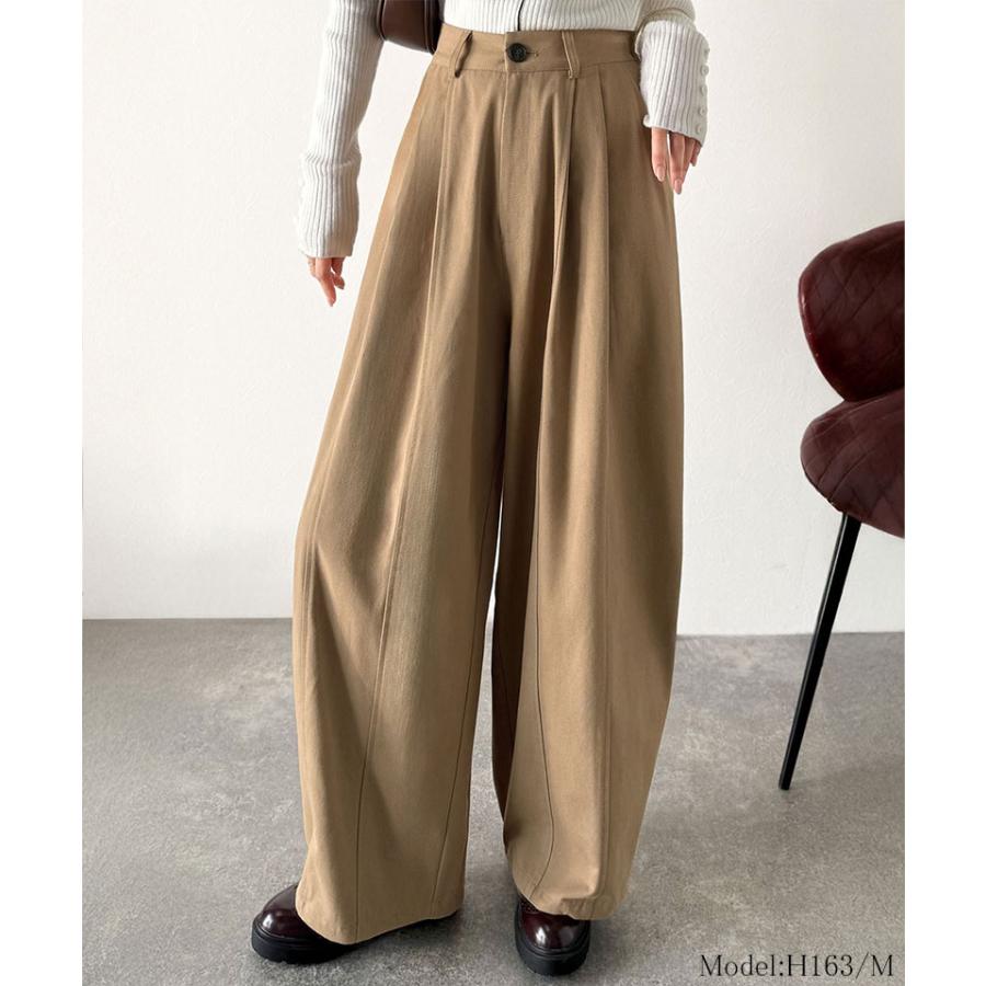 《java ジャバコラボ》 ボトムス レディース 秋冬 パンツ カーブで魅せる 抜け感 シルエット 綿 100％ コットンツイル バレル レッグ タックパンツ | classicalelf | 13