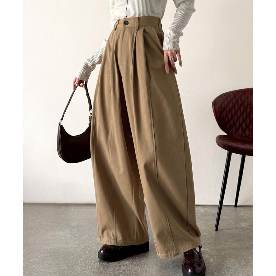 《java ジャバコラボ》 ボトムス レディース 秋冬 パンツ カーブで魅せる 抜け感 シルエット 綿 100％ コットンツイル バレル レッグ タックパンツ | classicalelf | 14