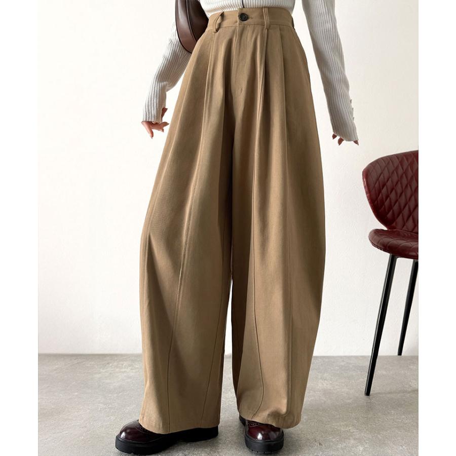 《java ジャバコラボ》 ボトムス レディース 秋冬 パンツ カーブで魅せる 抜け感 シルエット 綿 100％ コットンツイル バレル レッグ タックパンツ | classicalelf | 15