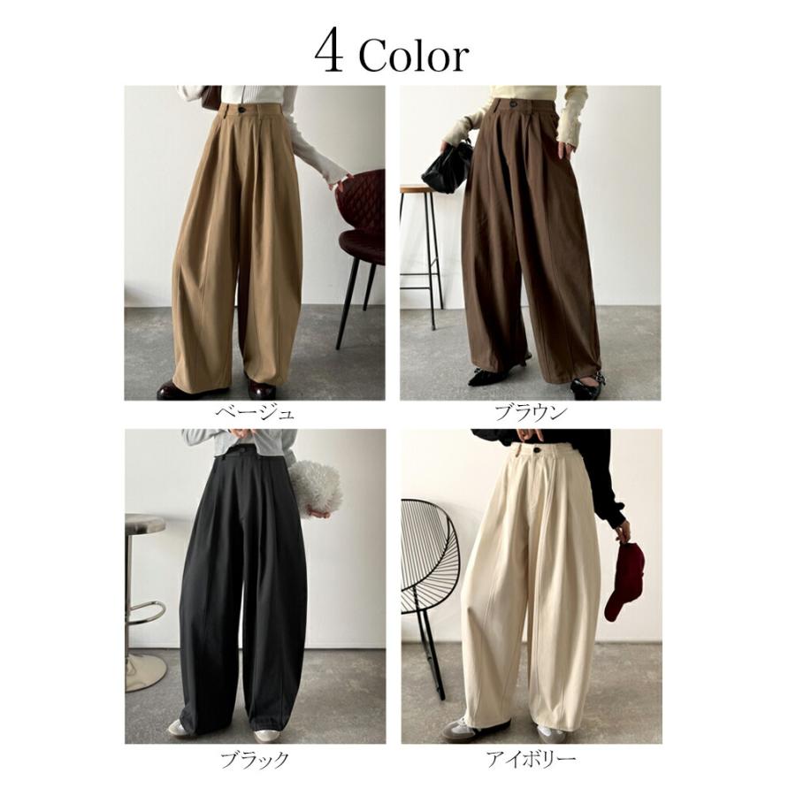 《java ジャバコラボ》 ボトムス レディース 秋冬 パンツ カーブで魅せる 抜け感 シルエット 綿 100％ コットンツイル バレル レッグ タックパンツ | classicalelf | 01