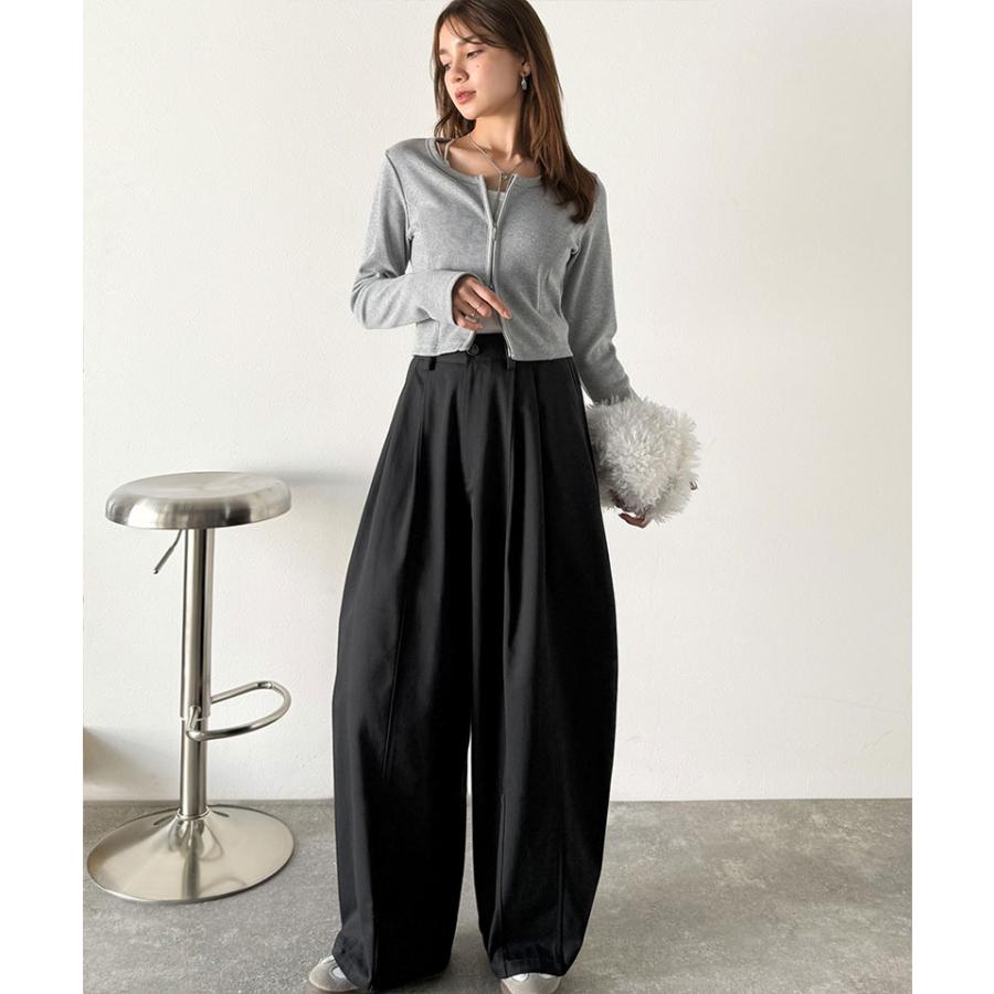 《java ジャバコラボ》 ボトムス レディース 秋冬 パンツ カーブで魅せる 抜け感 シルエット 綿 100％ コットンツイル バレル レッグ タックパンツ | classicalelf | 08