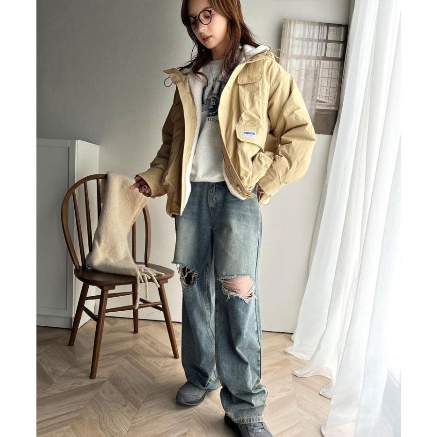 《javaジャバコラボ》 アウター マウンテンパーカー レディース ボア マンパ スタンド ドロスト 古着ライク ジップアップ パーカー ゆるっと | classicalelf | 10