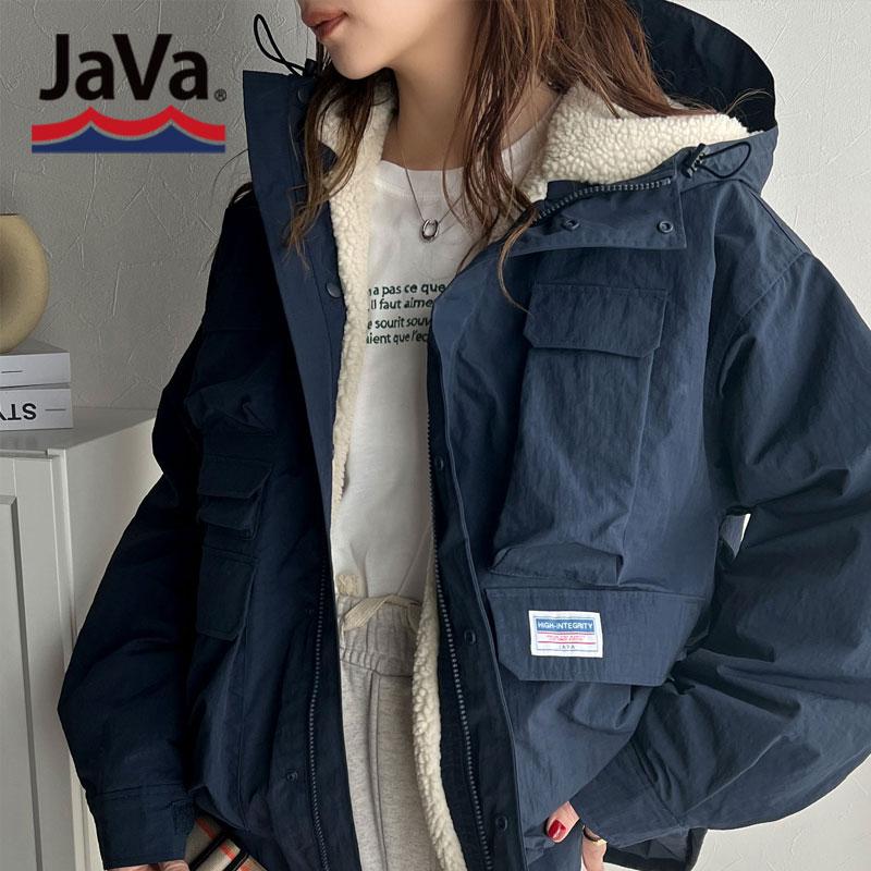 《javaジャバコラボ》 アウター マウンテンパーカー レディース ボア マンパ スタンド ドロスト 古着ライク ジップアップ パーカー ゆるっと | classicalelf | 18