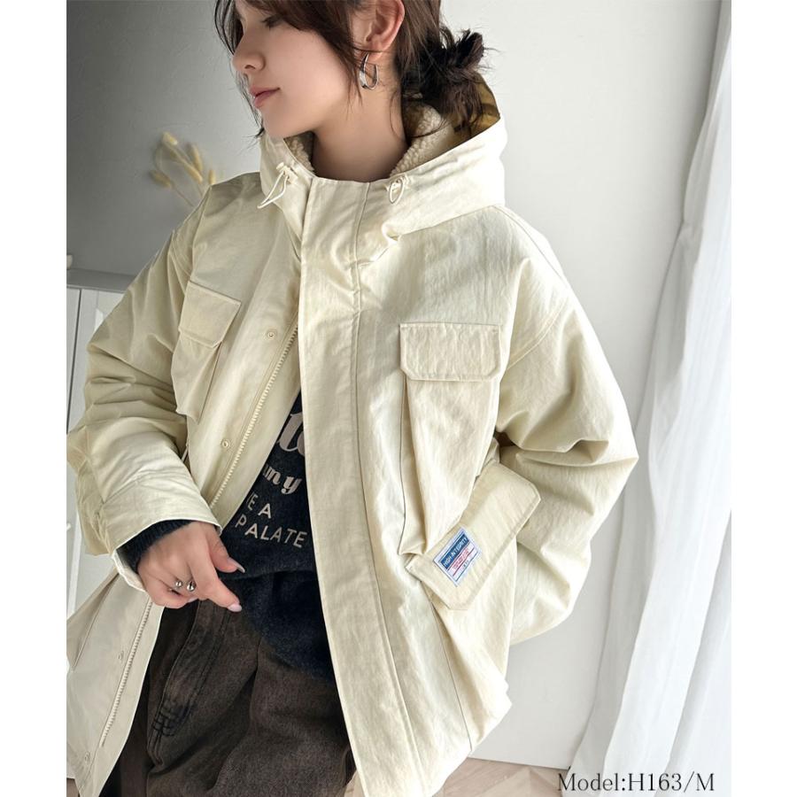 《javaジャバコラボ》 アウター マウンテンパーカー レディース ボア マンパ スタンド ドロスト 古着ライク ジップアップ パーカー ゆるっと | classicalelf | 02