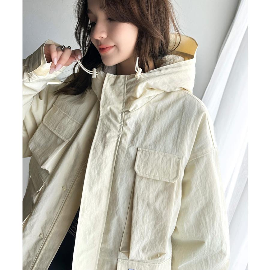 《javaジャバコラボ》 アウター マウンテンパーカー レディース ボア マンパ スタンド ドロスト 古着ライク ジップアップ パーカー ゆるっと | classicalelf | 03