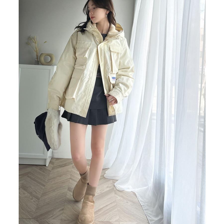 《javaジャバコラボ》 アウター マウンテンパーカー レディース ボア マンパ スタンド ドロスト 古着ライク ジップアップ パーカー ゆるっと | classicalelf | 05