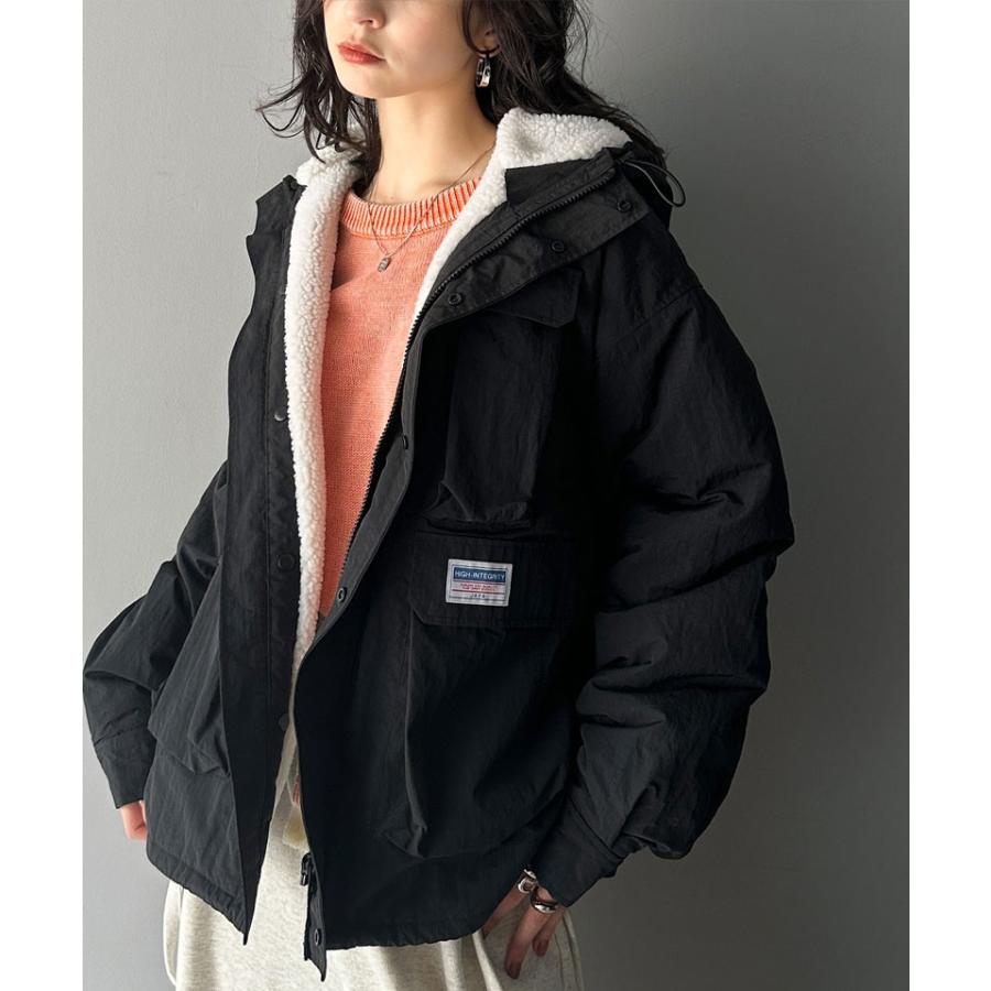 《javaジャバコラボ》 アウター マウンテンパーカー レディース ボア マンパ スタンド ドロスト 古着ライク ジップアップ パーカー ゆるっと | classicalelf | 07
