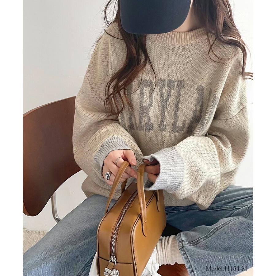 《java ジャバコラボ》 トップス ニット レディース 前後 2way MIX ヤーン バイ カラー カレッジ ロゴ ニットプルオーバー 男女兼用 ユニセックス | classicalelf | 10