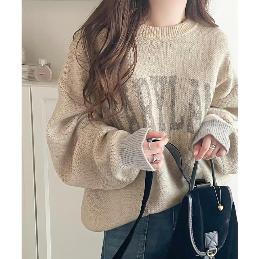 《java ジャバコラボ》 トップス ニット レディース 前後 2way MIX ヤーン バイ カラー カレッジ ロゴ ニットプルオーバー 男女兼用 ユニセックス | classicalelf | 12