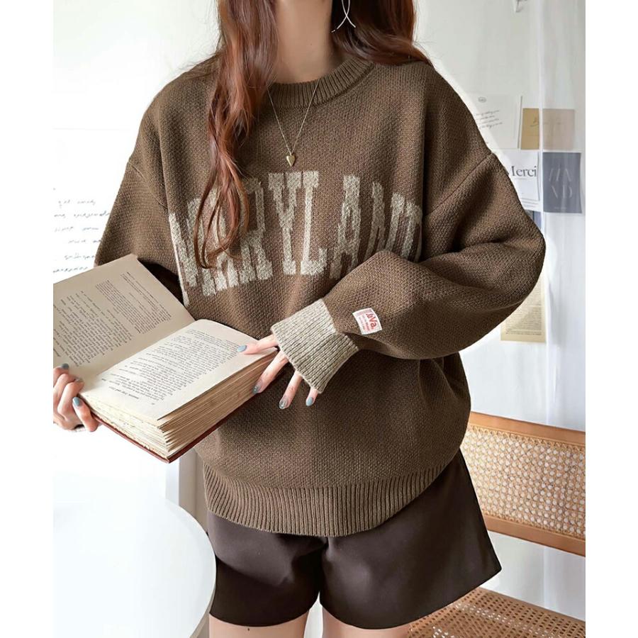 《java ジャバコラボ》 トップス ニット レディース 前後 2way MIX ヤーン バイ カラー カレッジ ロゴ ニットプルオーバー 男女兼用 ユニセックス | classicalelf | 07