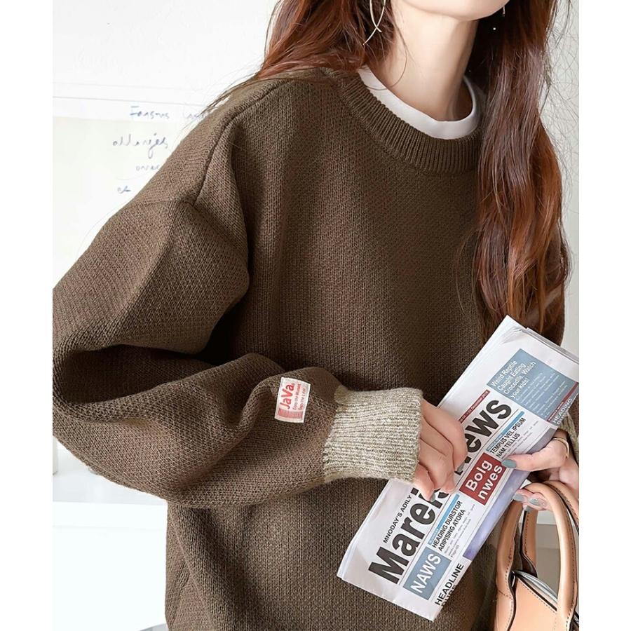 《java ジャバコラボ》 トップス ニット レディース 前後 2way MIX ヤーン バイ カラー カレッジ ロゴ ニットプルオーバー 男女兼用 ユニセックス | classicalelf | 08