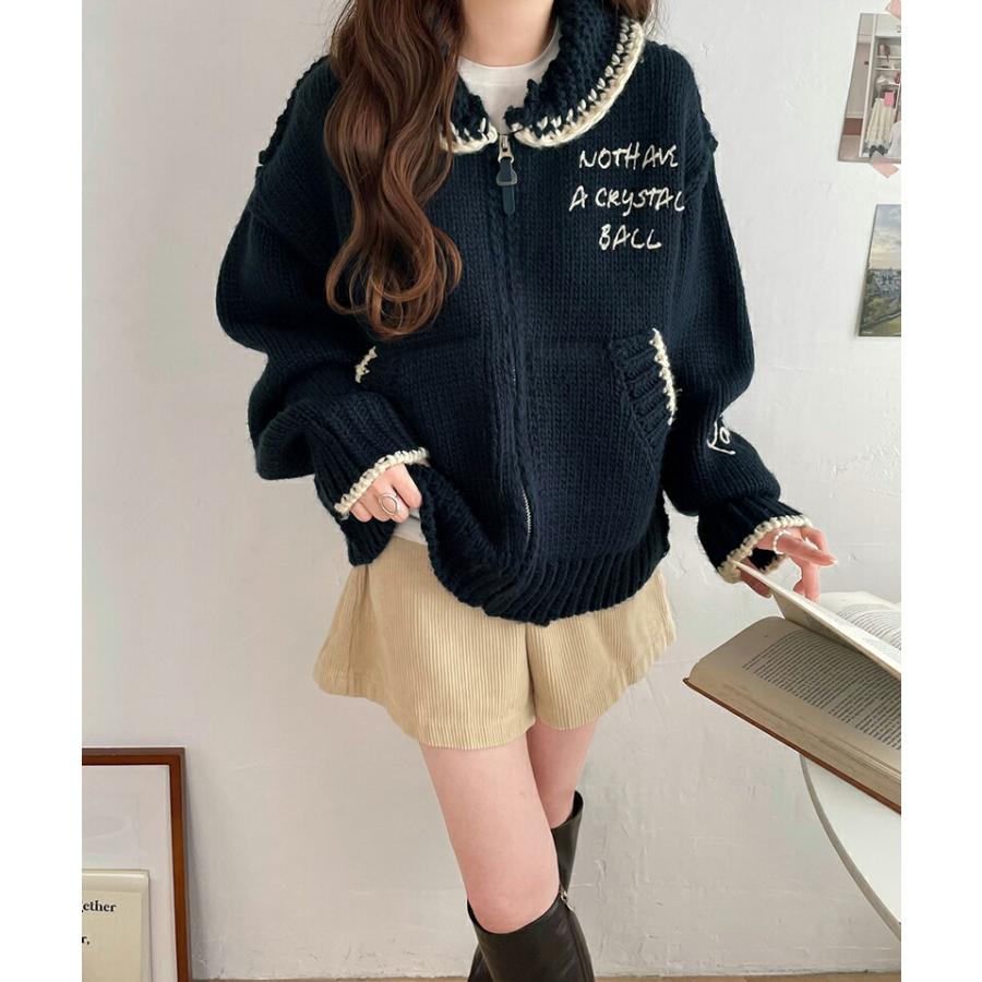 《java ジャバコラボ》 アウター ジャケット レディース ロービング カウチン ニット ブルゾン ワンポイント ロゴ 刺繍 羽織り レイヤードコーデ | classicalelf | 12