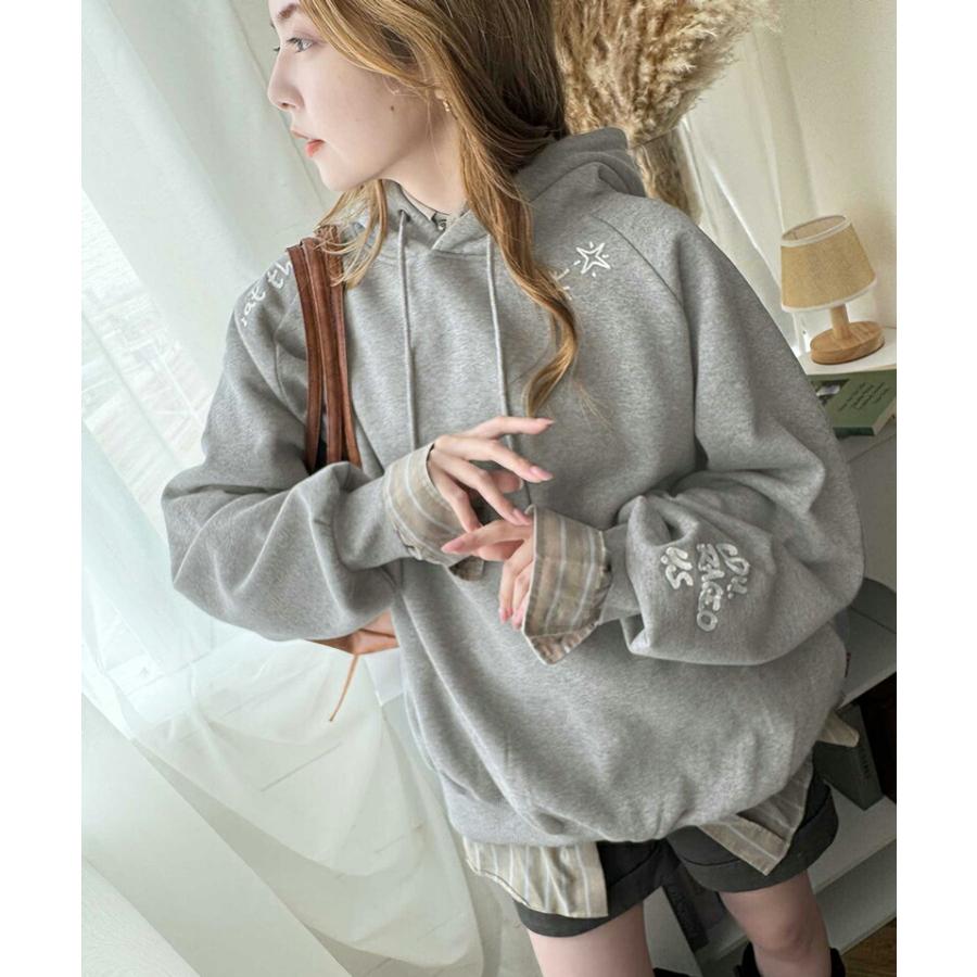 《java ジャバコラボ》 トップス パーカー レディース ランダム ロゴ 刺繍 裏起毛パーカー 男女兼用 ユニセックス メンズ ゆるっと オーバーサイズ | classicalelf | 03