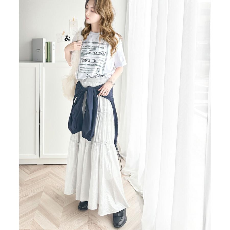 《javaジャバコラボ》 トップス Tシャツ レディース 綿 100% 前後 2way フライト チェック イン ロゴ 配色 刺繍 厚塗り ラバープリント デザイン | classicalelf | 04