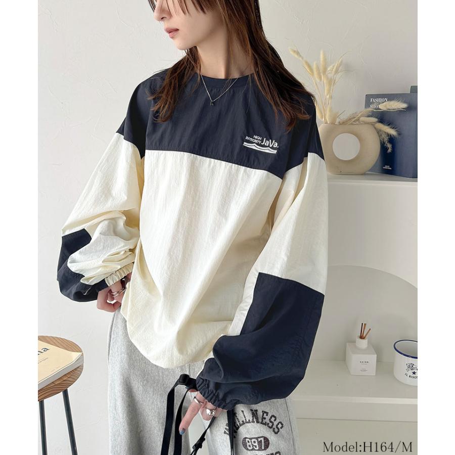 《javaジャバコラボ》 トップス Tシャツ レディース 裾 ドロスト バイカラー シアー プルオーバー ロングシーズン レイヤードコーデ ゆるっと | classicalelf | 12