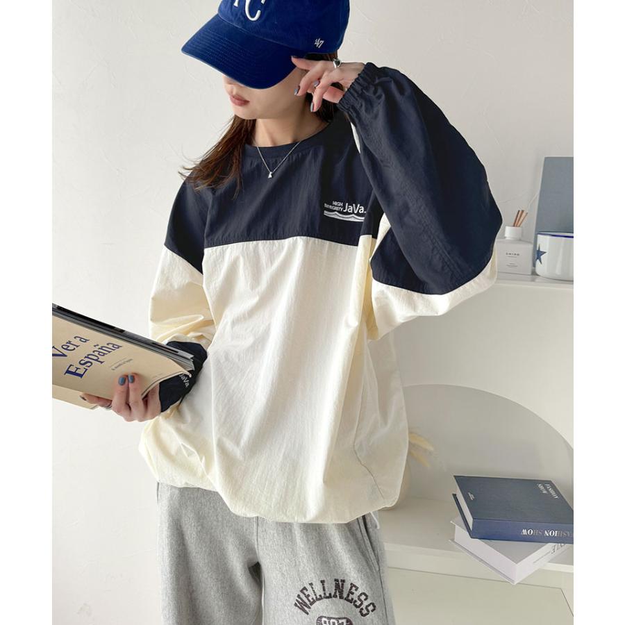 《javaジャバコラボ》 トップス Tシャツ レディース 裾 ドロスト バイカラー シアー プルオーバー ロングシーズン レイヤードコーデ ゆるっと | classicalelf | 13