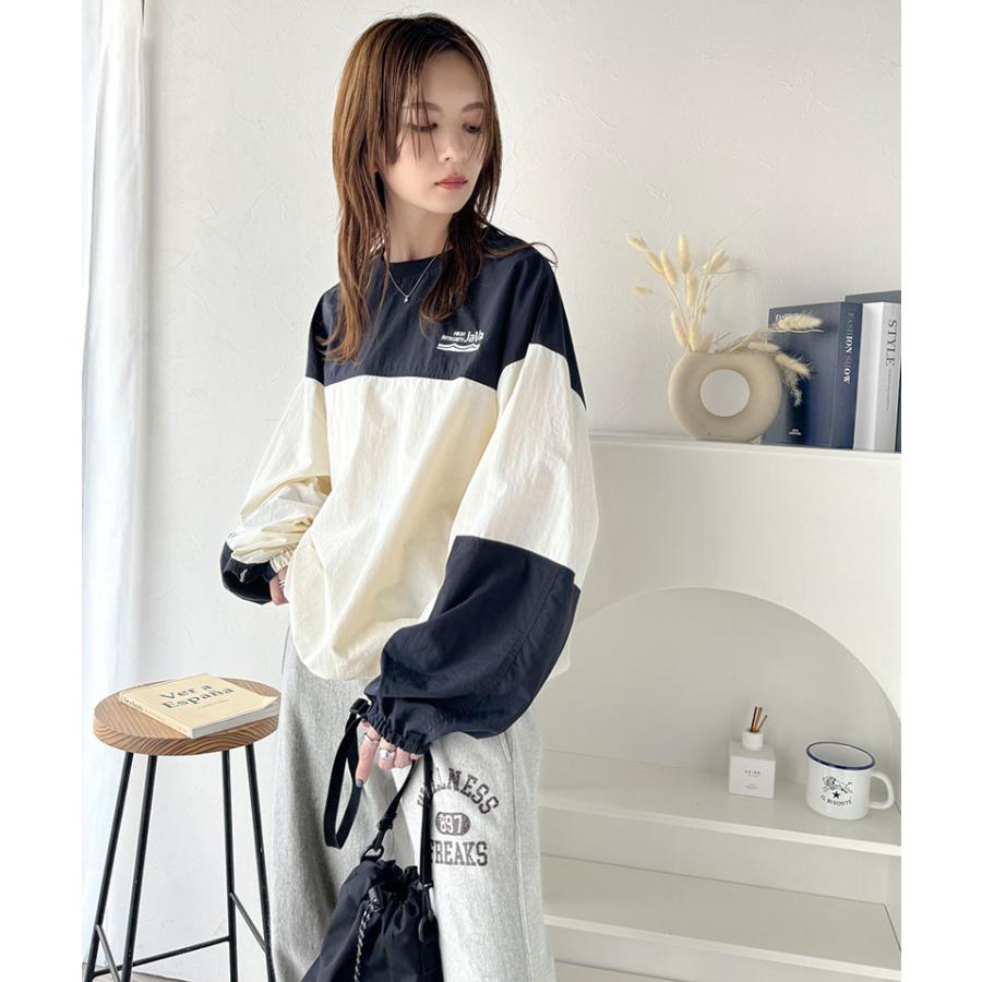 《javaジャバコラボ》 トップス Tシャツ レディース 裾 ドロスト バイカラー シアー プルオーバー ロングシーズン レイヤードコーデ ゆるっと | classicalelf | 15