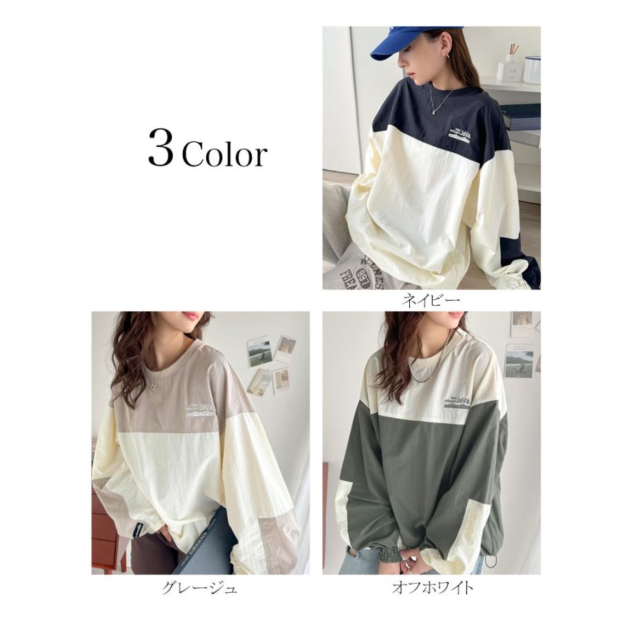 《javaジャバコラボ》 トップス Tシャツ レディース 裾 ドロスト バイカラー シアー プルオーバー ロングシーズン レイヤードコーデ ゆるっと | classicalelf | 01