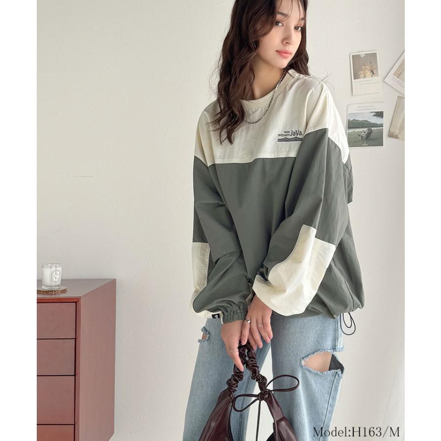 《javaジャバコラボ》 トップス Tシャツ レディース 裾 ドロスト バイカラー シアー プルオーバー ロングシーズン レイヤードコーデ ゆるっと | classicalelf | 02