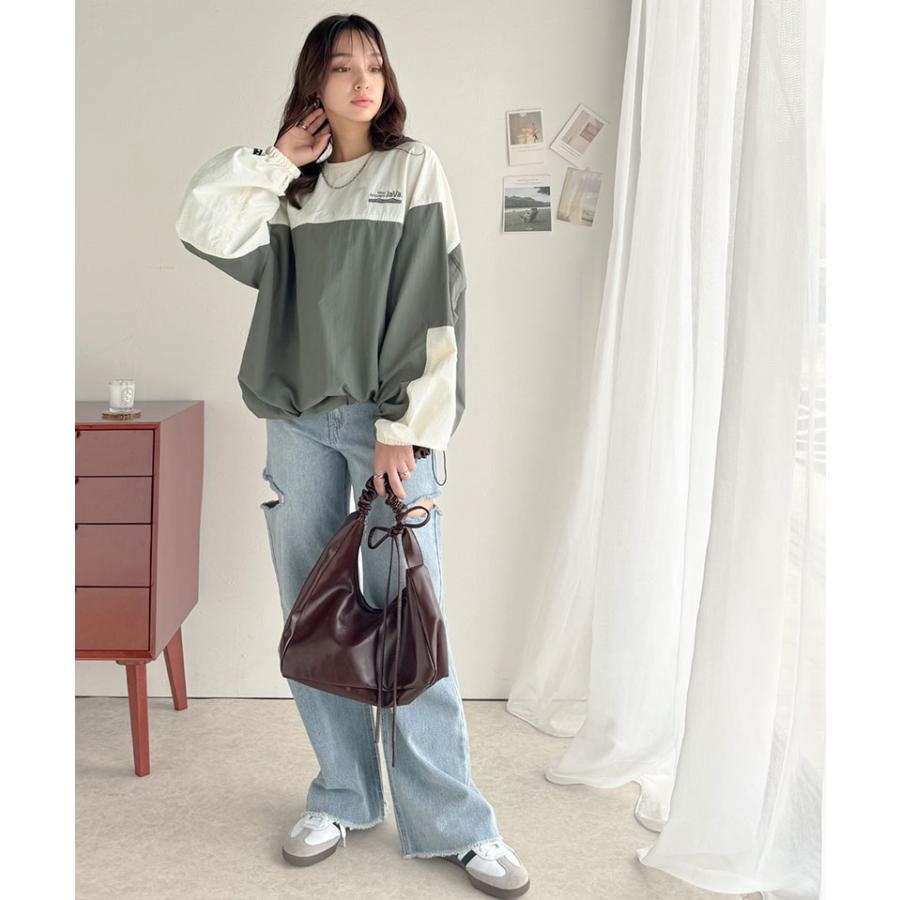 《javaジャバコラボ》 トップス Tシャツ レディース 裾 ドロスト バイカラー シアー プルオーバー ロングシーズン レイヤードコーデ ゆるっと | classicalelf | 05