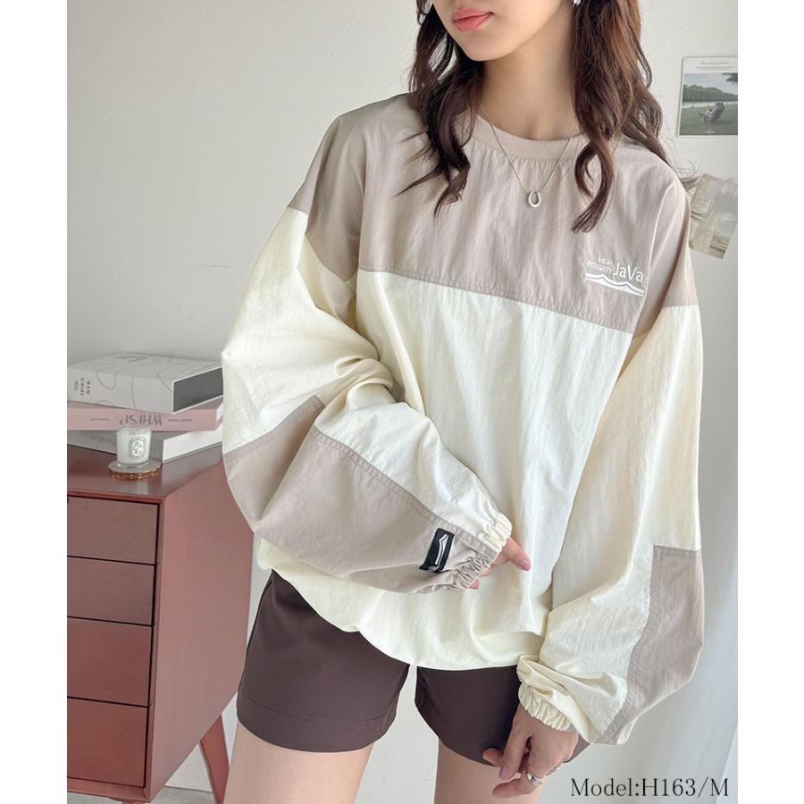 《javaジャバコラボ》 トップス Tシャツ レディース 裾 ドロスト バイカラー シアー プルオーバー ロングシーズン レイヤードコーデ ゆるっと | classicalelf | 07