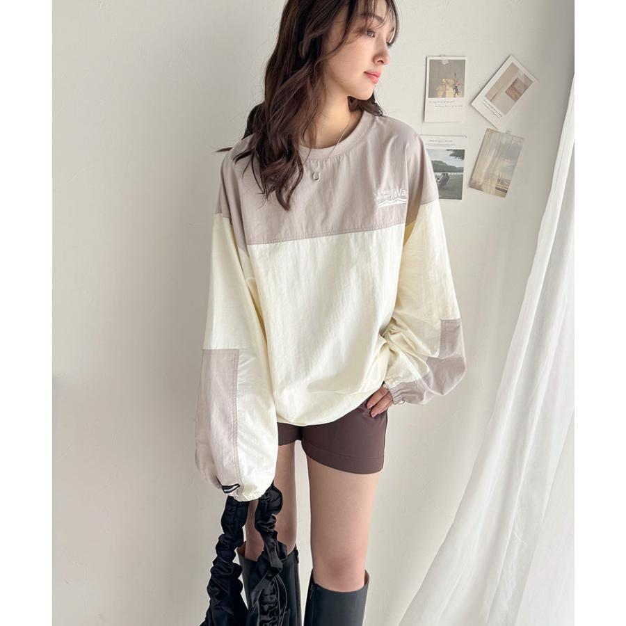 《javaジャバコラボ》 トップス Tシャツ レディース 裾 ドロスト バイカラー シアー プルオーバー ロングシーズン レイヤードコーデ ゆるっと | classicalelf | 08