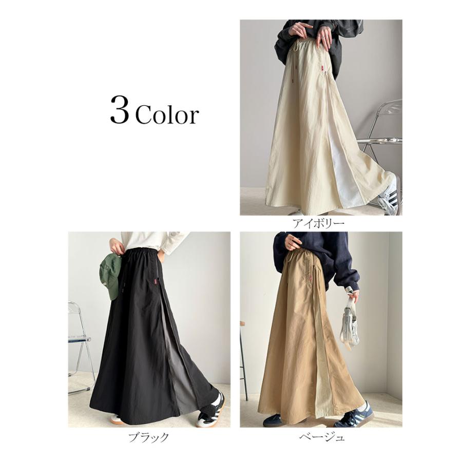 《java ジャバコラボ》 ボトムス スカート レディース スポーティー サイドジップ ナイロン ウエストゴム 高見え 女性 紐調節 スポーティー | classicalelf | 01